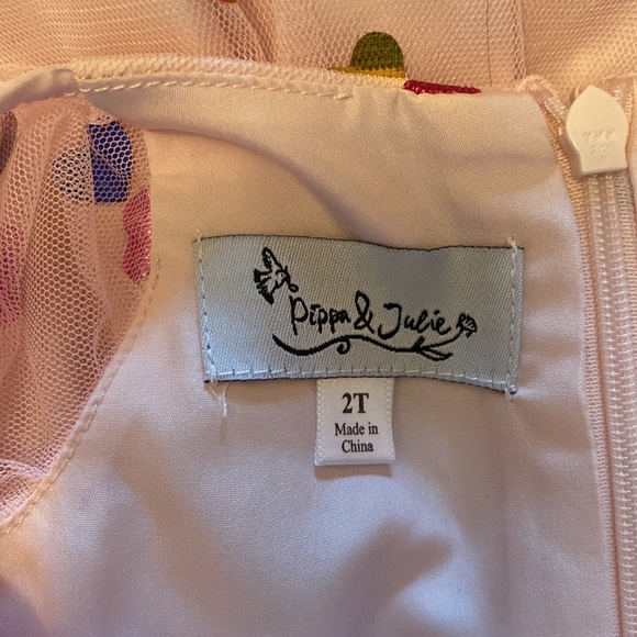 Pippa and Julie sz 2T metallic heart mesh fit and flare dress. Lined like new - Picture 6 of 6